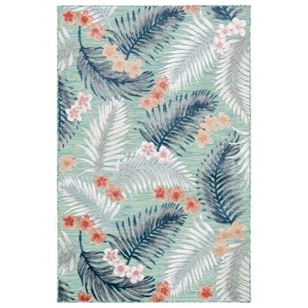 Safavieh 8 x 10 ft. Cabana Coastal Power Loomed Rectangle Rug Green & Navy CBN451Y-8